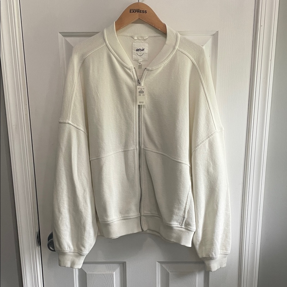 Aerie American Eagle Cream Teddy Jacket